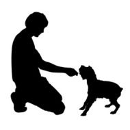 Vector silhouette of a man with dog N72