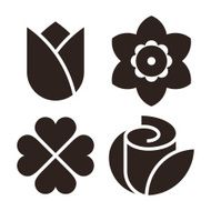 Flower icon set - tulip narcissus clover and rose