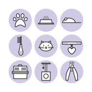 Set for pet store symbols icons