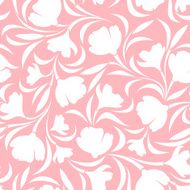 Floral pink and white seamless pattern Vector illustration