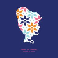 Vector abstract colorful stars girl portrait silhouette pattern frame