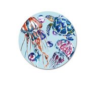 Watercolor background with jellyfish and turtles N2