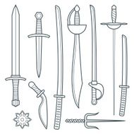 vector cold weapons outline set