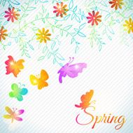 Bouquet of cute flower and butterfly floral background Vector