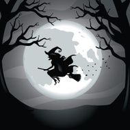 Wicked witch flies before the full moon
