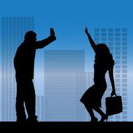 Vector silhouette of a business people N16
