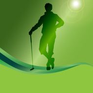 Vector silhouette of a man playing golf N9