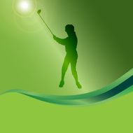 Vector silhouette of a man playing golf N10