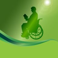 Vector silhouette of a man in wheelchair N11