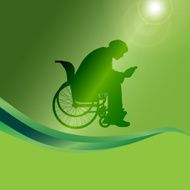 Vector silhouette of a man in wheelchair N12