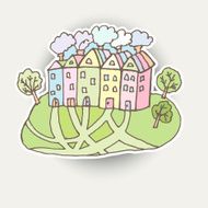 sticker with a picture houses