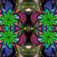 Pattern from fractal Flowers Green blue and purple palette N2