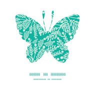 Vector emerald green plants butterfly silhouette pattern frame