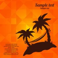 Palm trees with hammock on geometric background