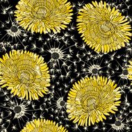 Seamless pattern of dandelions Hand-drawn floral background vector illustration N2