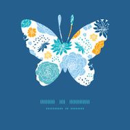 Vector blue and yellow flowersilhouettes butterfly silhouette pattern frame