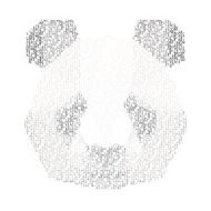 abstract portrait of a panda made words N2