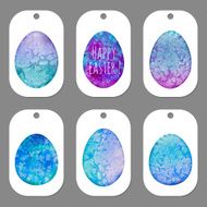 Set of tags for Easter Watercolor silhouettes eggs N2