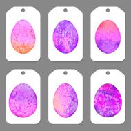 Set of tags for Easter Watercolor silhouettes eggs N3