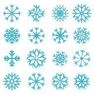 Vector Blue Snowflakes Set