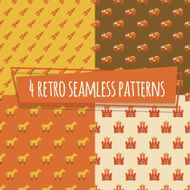 Kids retro seamless patterns with rockets and car horse strength N2
