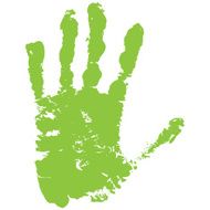 Vector illustration old man green hand print isolated on white
