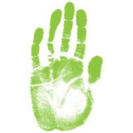 Vector illustration old man green hand print isolated on white N2