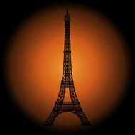 Eiffel Tower Icon Orange background Vector N2