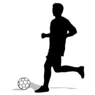 silhouettes of soccer players with the ball N11