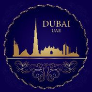 Dubai skyline silhouette on vintage background N2