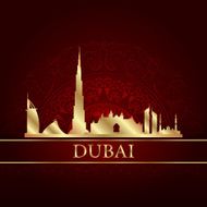 Dubai skyline silhouette on vintage background N3