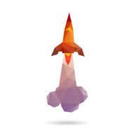 Space rocket launching abstract isolated on a white backgrounds N2