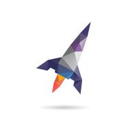 Space rocket launching abstract isolated on a white backgrounds N3