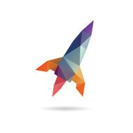 Space rocket launching abstract isolated on a white backgrounds N4