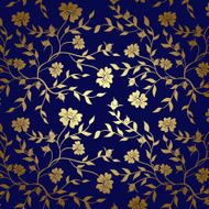 blue and gold floral texture for background - vector