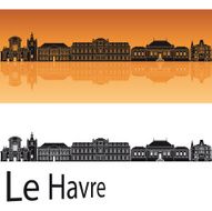 Le Havre skyline in orange background