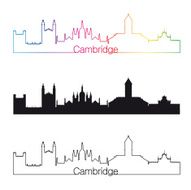 Cambridge skyline linear style with rainbow