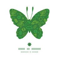 Vector ecology symbols butterfly silhouette pattern frame
