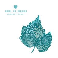 Vector blue and gray plants leaf silhouette pattern frame