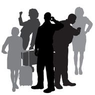 Vector silhouette of business people N107