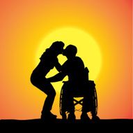 Vector silhouettes of people in a wheelchair N54