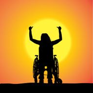 Vector silhouettes of woman in a wheelchair N2