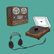 set of retro audio players (vector)