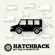 Flat hatchback car concept set icon backgrounds illustration design N3