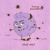 Hugging funny shaggy monster