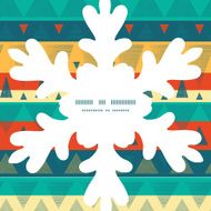 Vector vibrant ikat stripes Christmas snowflake silhouette pattern frame card