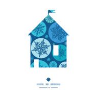 Vector round snowflakes house silhouette pattern frame N2