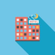 Hotel flat icon with long shadow N10