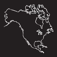 Vector black map of north america
