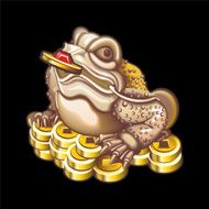 Collection of mascots frog with coins